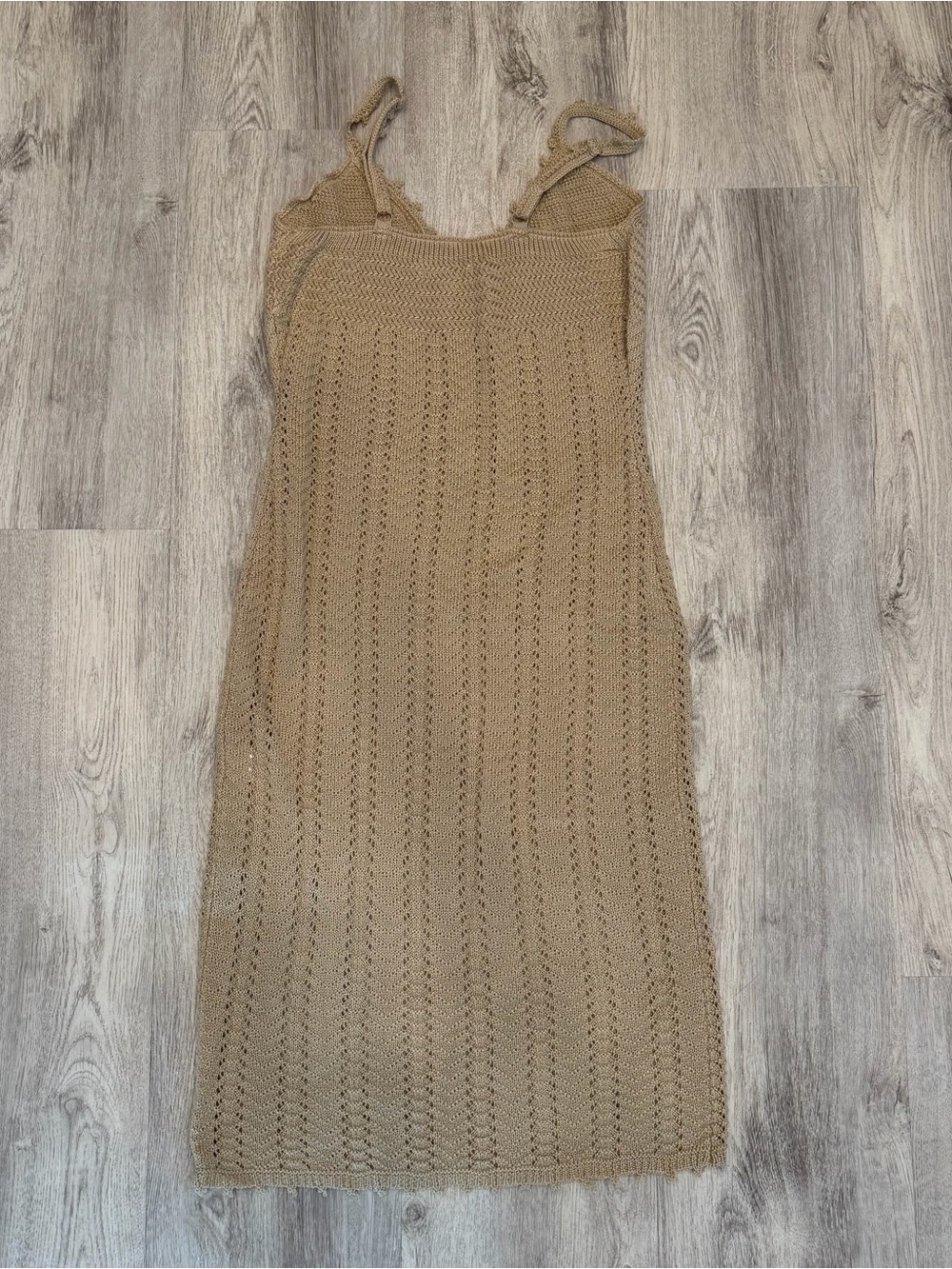 Madden NYC Crochet Knit Midi Dress Neutral Tan Medium - Picture 3 of 3
